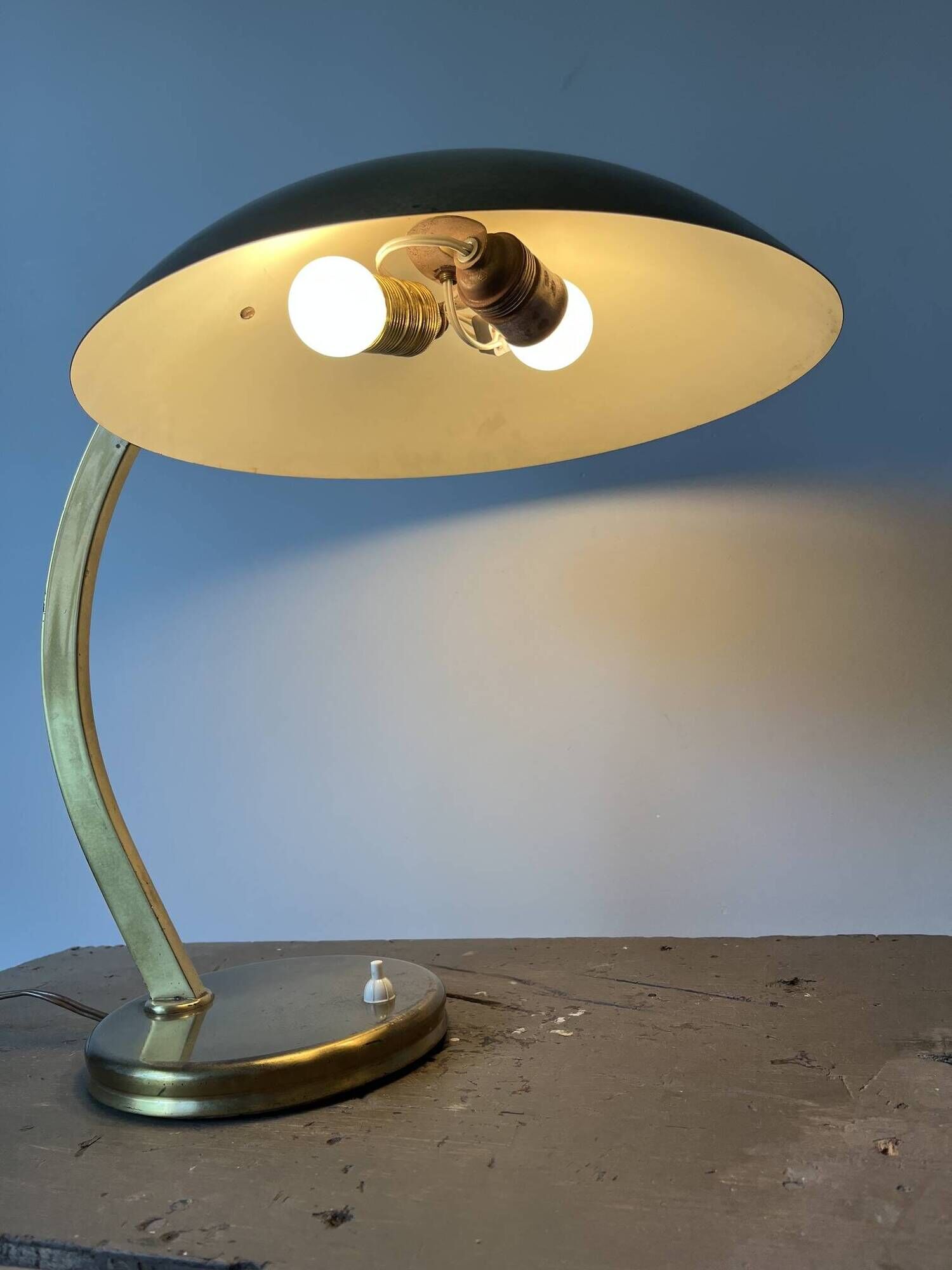Bauhaus desk lamp in brass by Egon Hillebrand