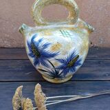 Ceramic jug with thistles, signed J.Yell 1950/60