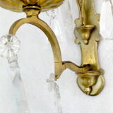 Set of 4 gilt bronze wall lights, crystal papillae