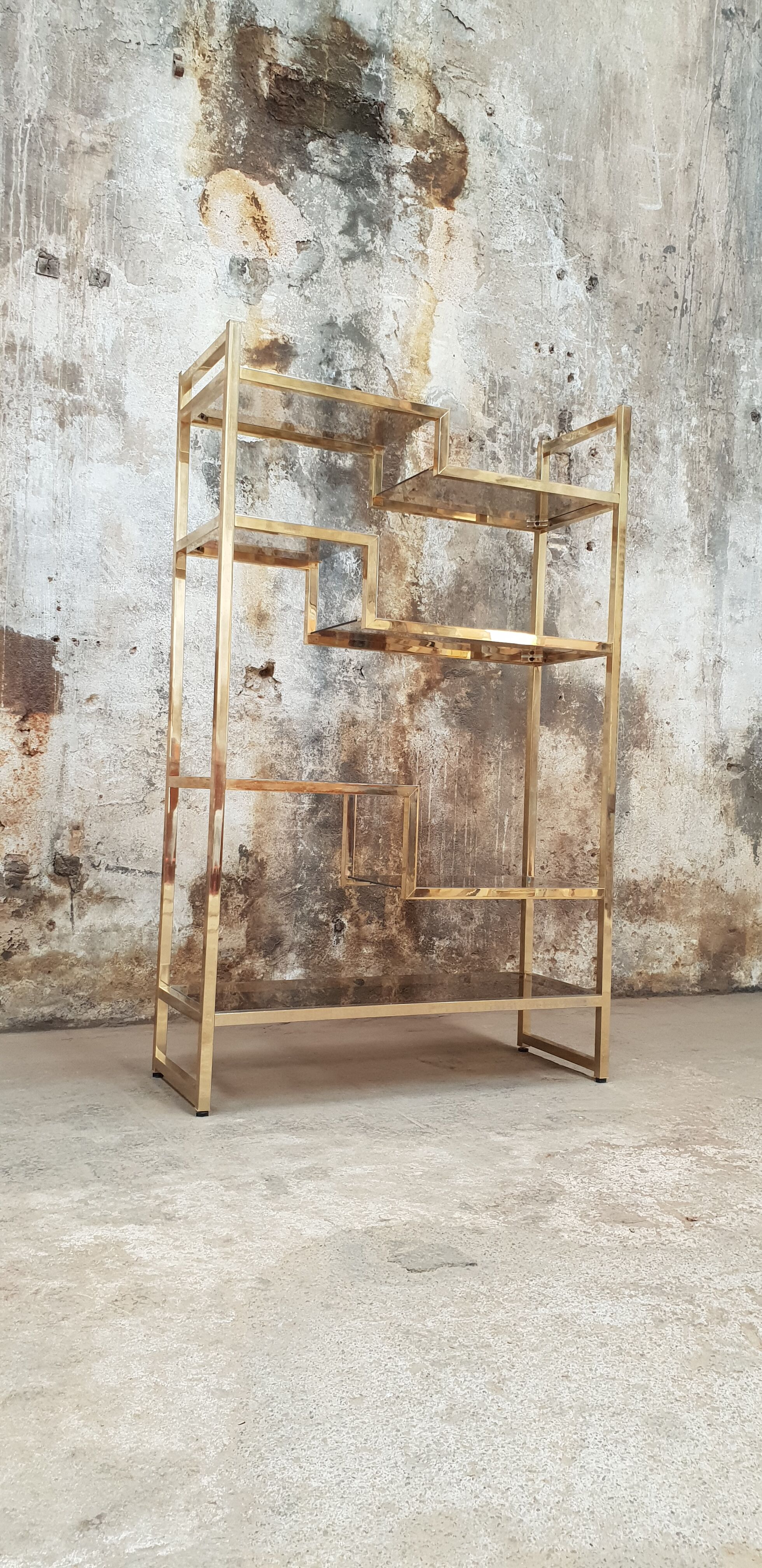 Vintage glazed brass shelf