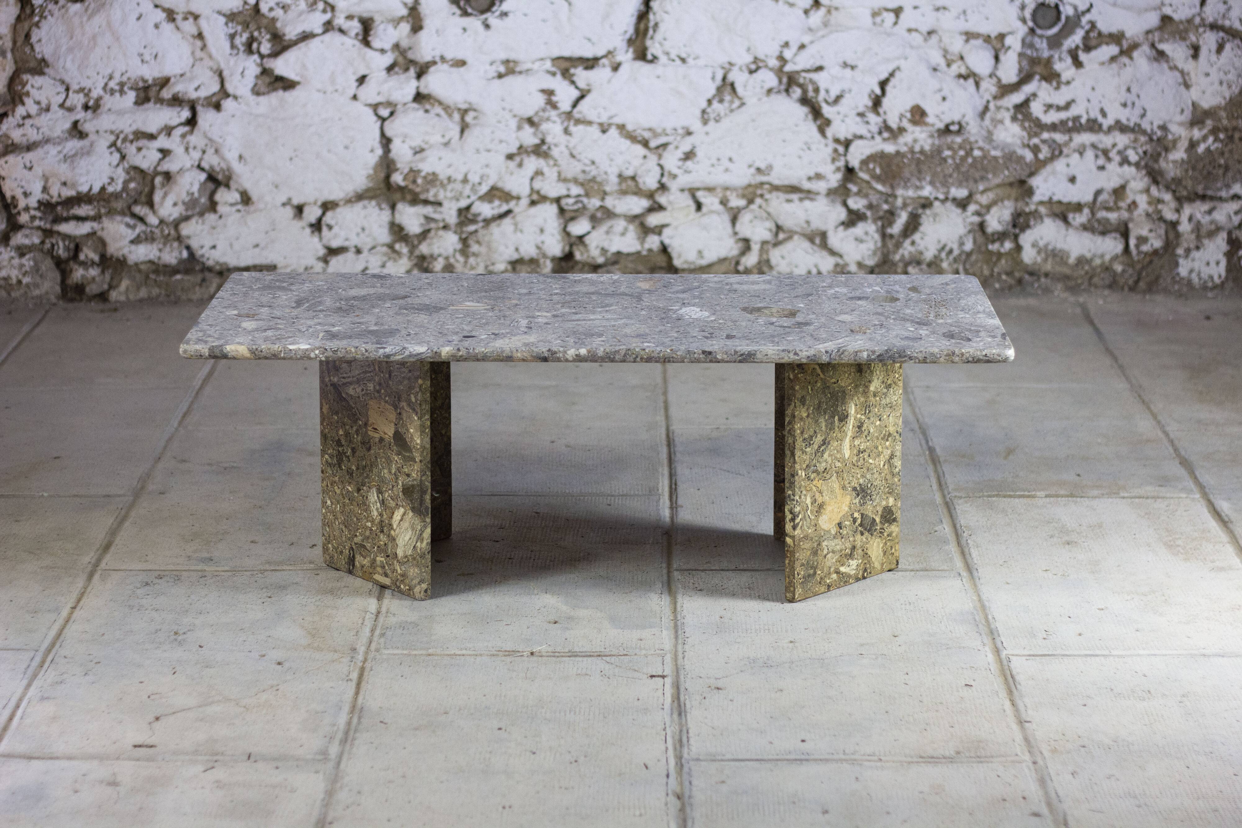 Travertine terrazzo coffee table, 1970