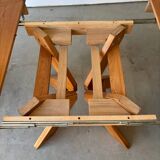 Vintage style extendable oval dining table in solid elm