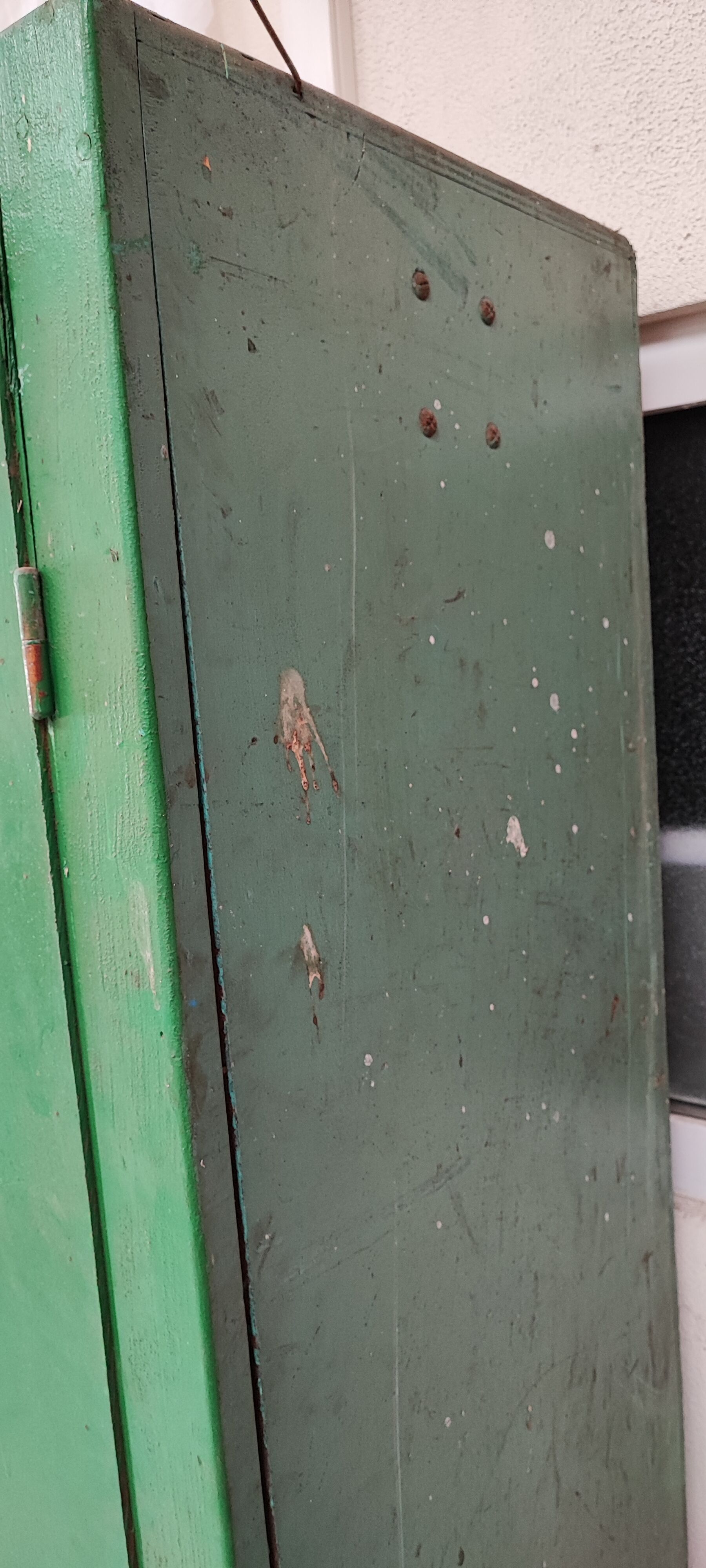 Wood workshop cabinet and mesh doors