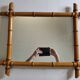 Turned wooden mirror in imitation of bamboo, mid-century, 54 cm x 67 cm