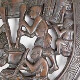 African door in carved wood and bronze of village chief Baboun, Cameroon, early 20th century