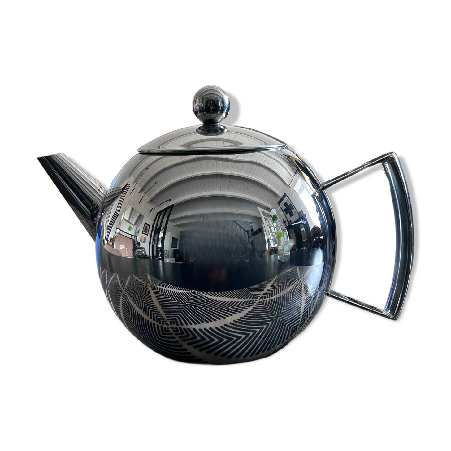 Art Deco style stainless steel teapot