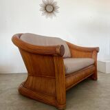 Old 2-seater rattan sofa Italian design from the 70s vintage