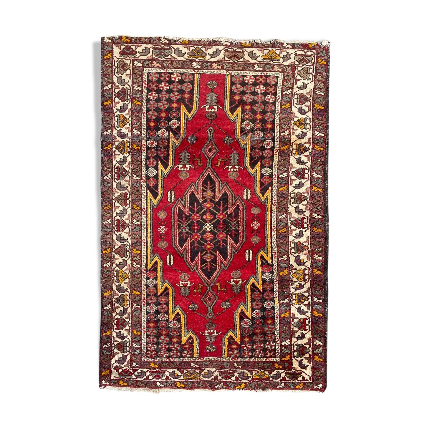 Ancient Persian Mazlaghan carpet 135x208 cm