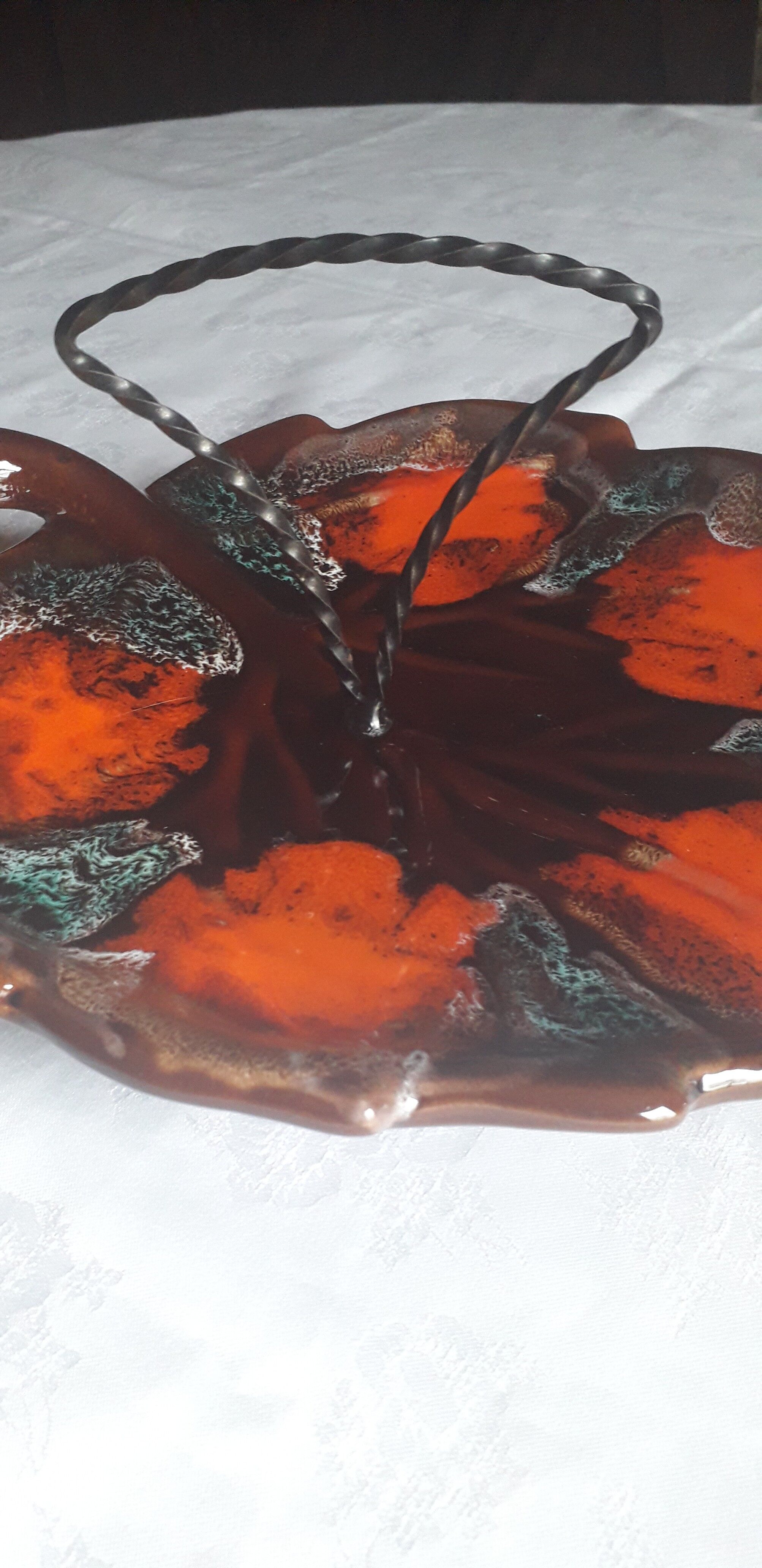 Cheese or fruit platter in Ceramic From Vallauris in the shape of a leaf