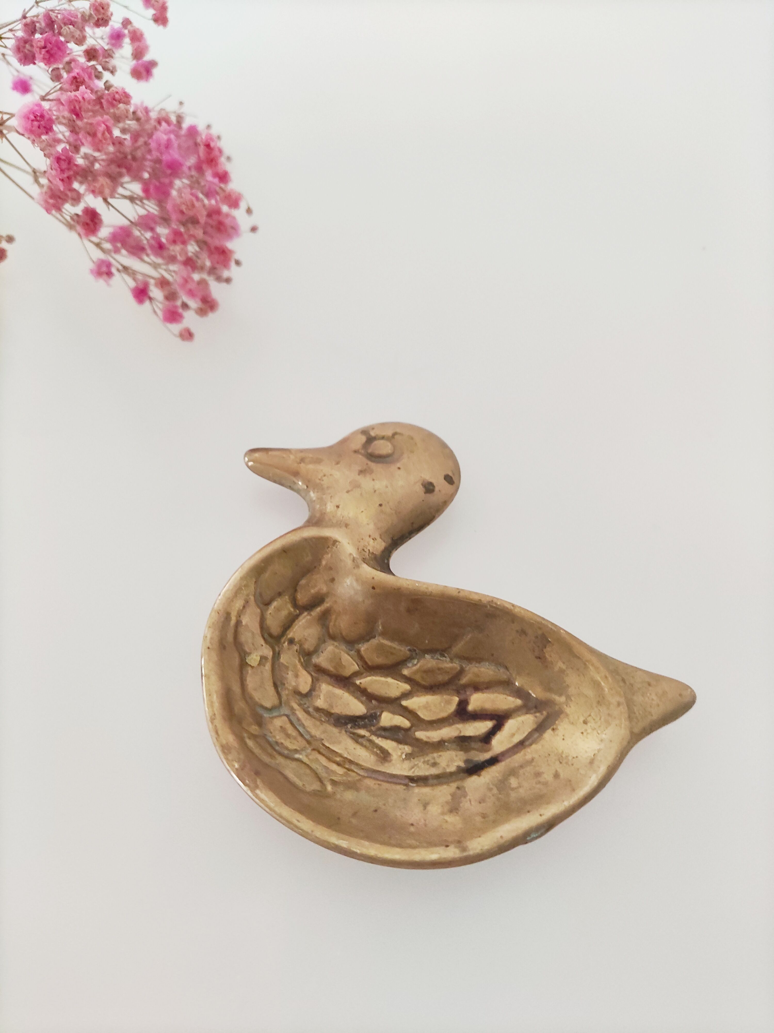 Golden brass ashtray duck