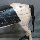 Powder pink and black rocking wooden horse