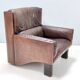 Comfortable Postmodern Brown Leather Armchair, Italy