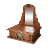 Antique wooden table mirror in Art Deco style.