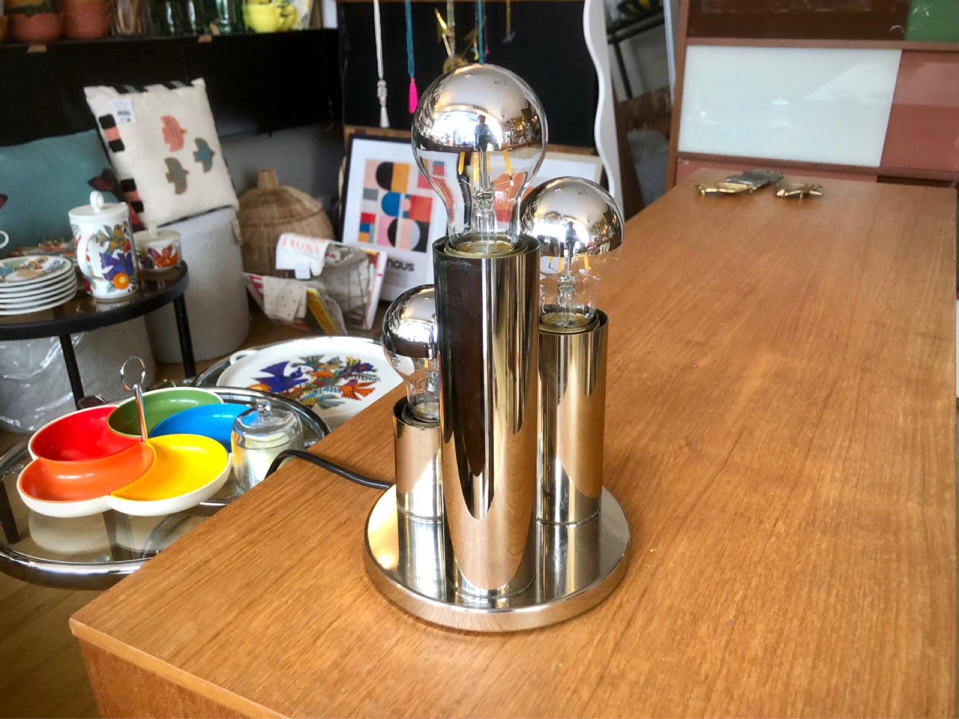 Space Age chrome table lamp – Attributed to Gaetano Sciolari for B