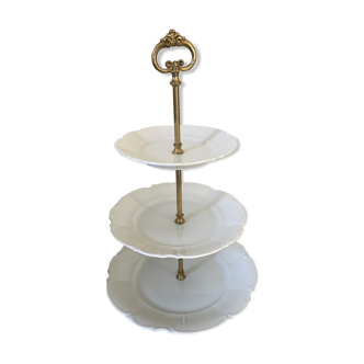 Brass and porcelain cake display