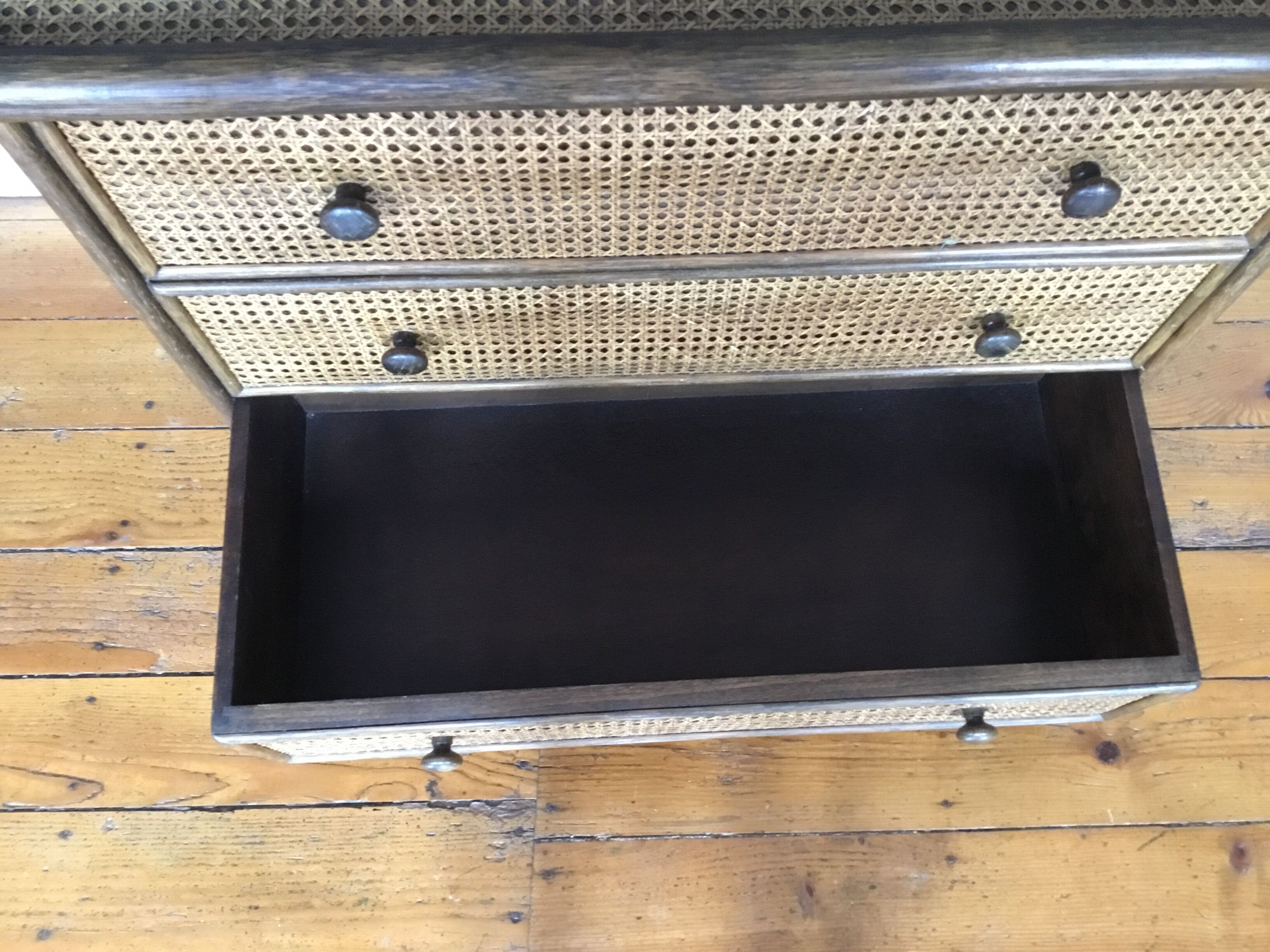 Chest of drawers caning and wood