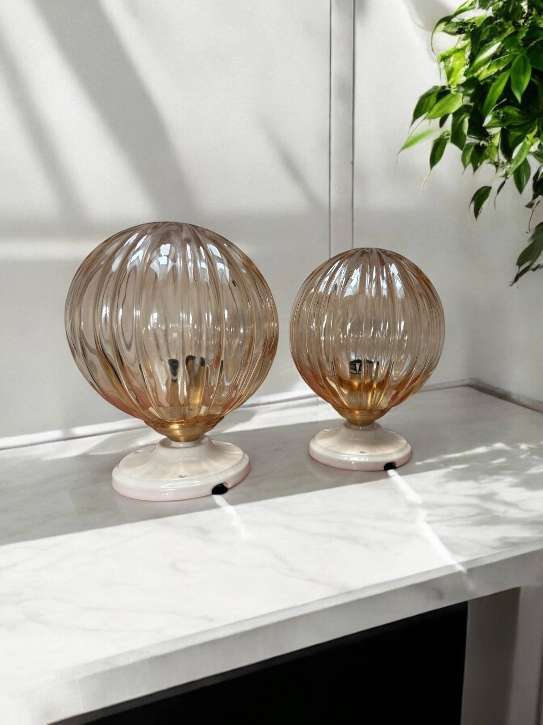 Pair of vintage globe wall lights