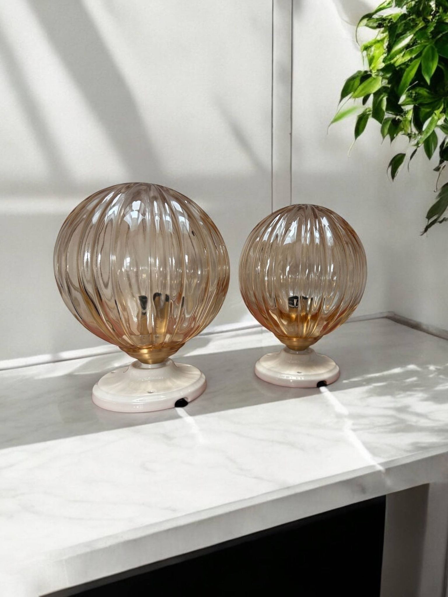 Pair of vintage globe wall lights
