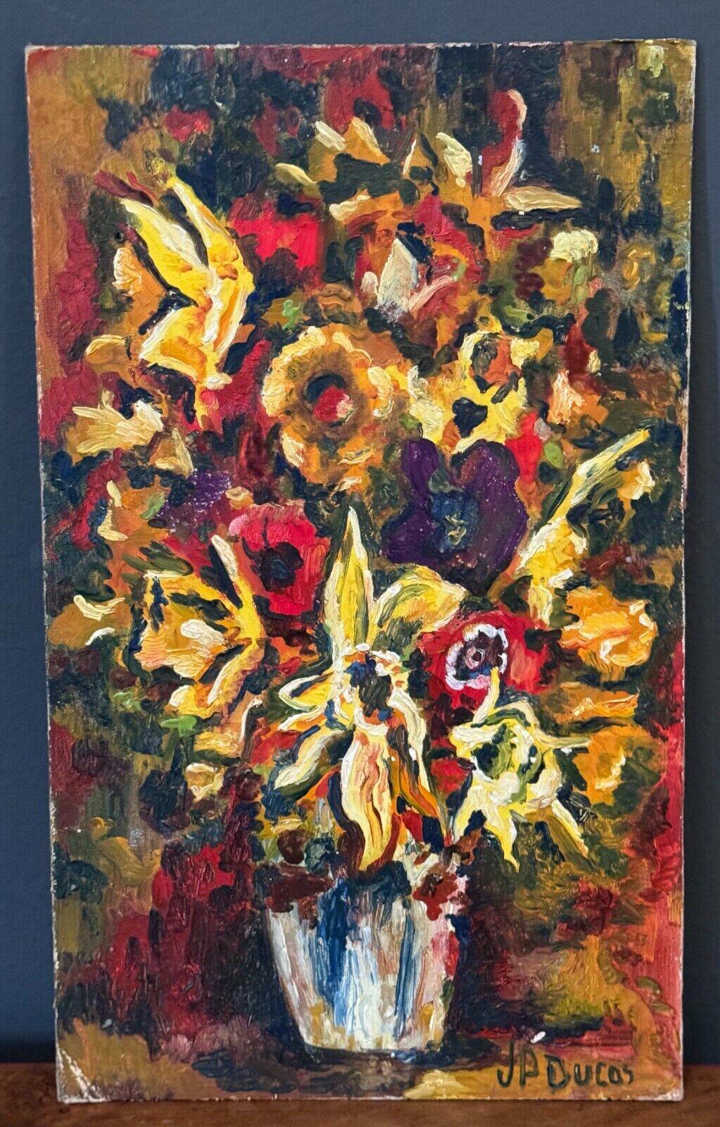 Oil on cardboard by J.-P. Ducos still life 1960