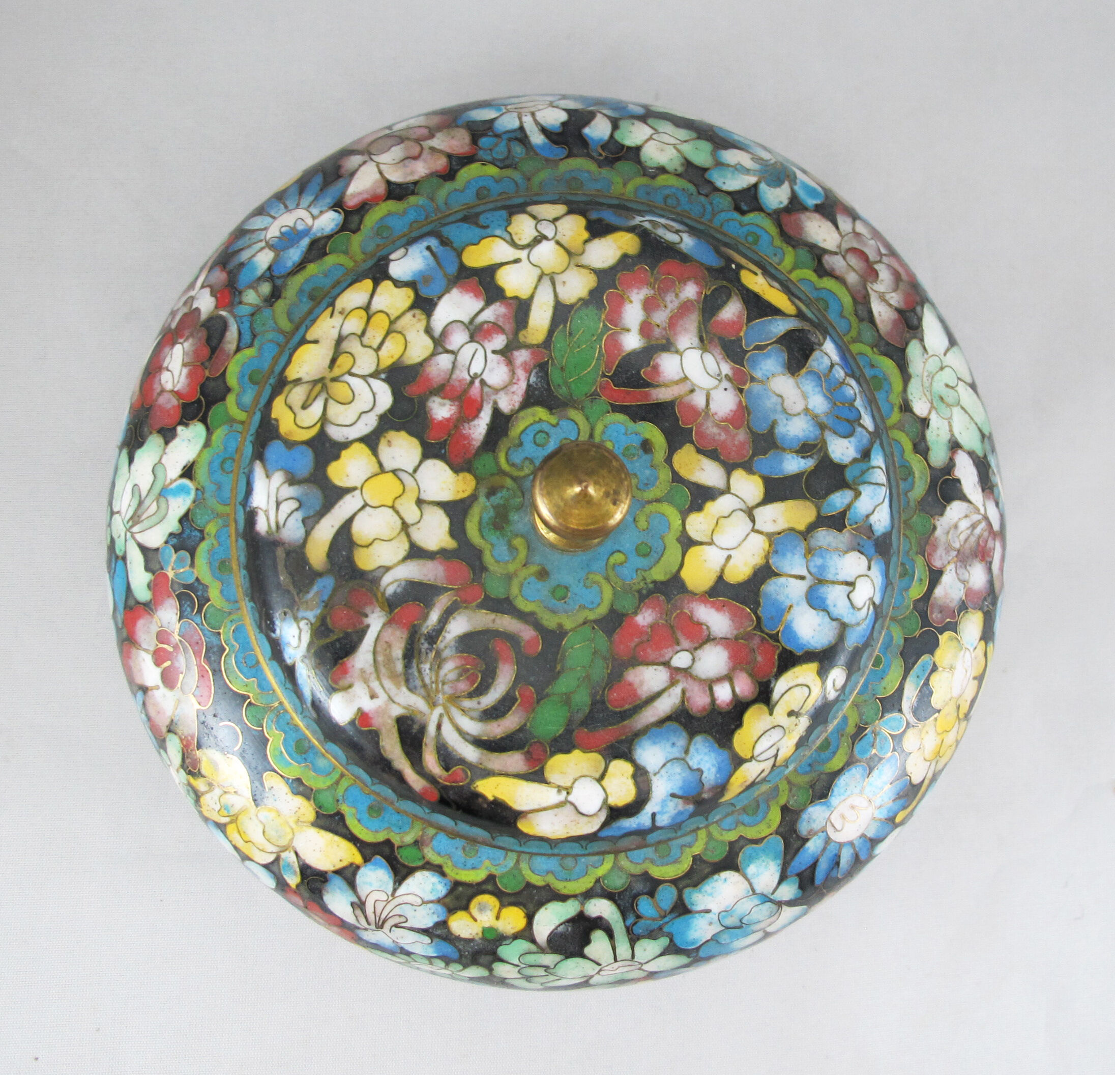 Pot couvercle en bronze émail cloisonne Chinois Chine
