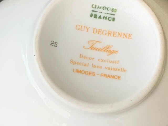 Hollow dish in limoges porcelain Guy Degrenne model vintage foliage