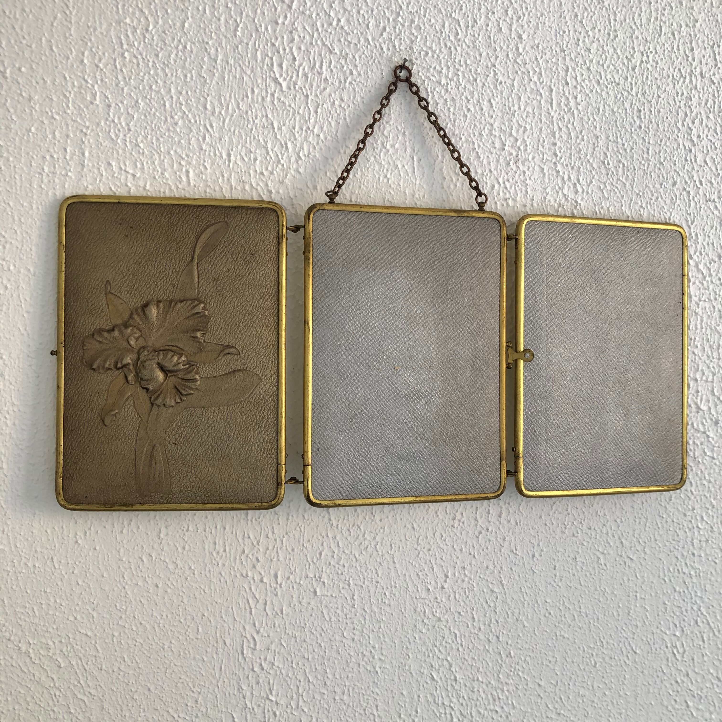 Mirror triptych vintage barber 1920 - 21 x 48 cm