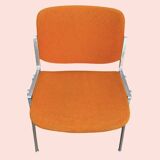 Set of 4 orange DSC 106 chairs Giancarlo Piretti for Castelli