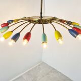 Lustre araignée en laiton XL, années 1950