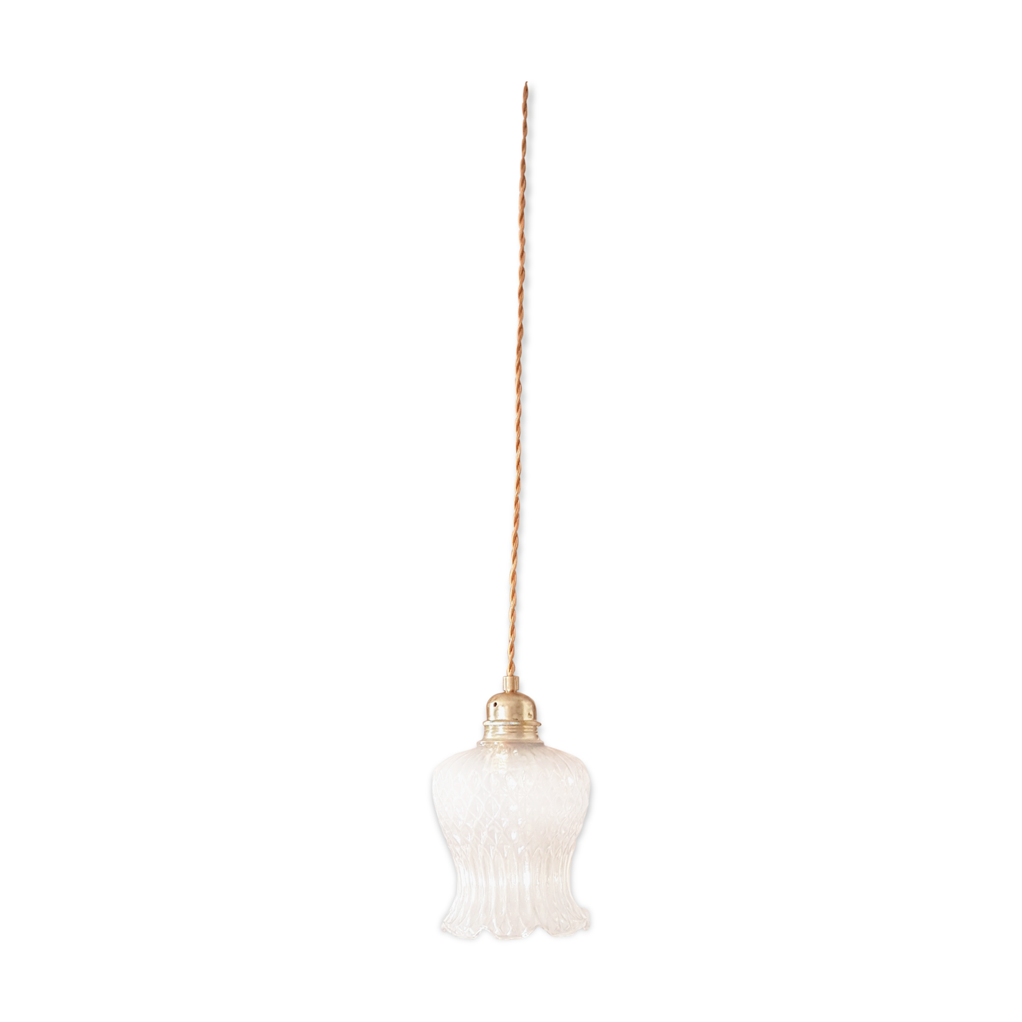Baladeuse tulipe en verre doré vintage