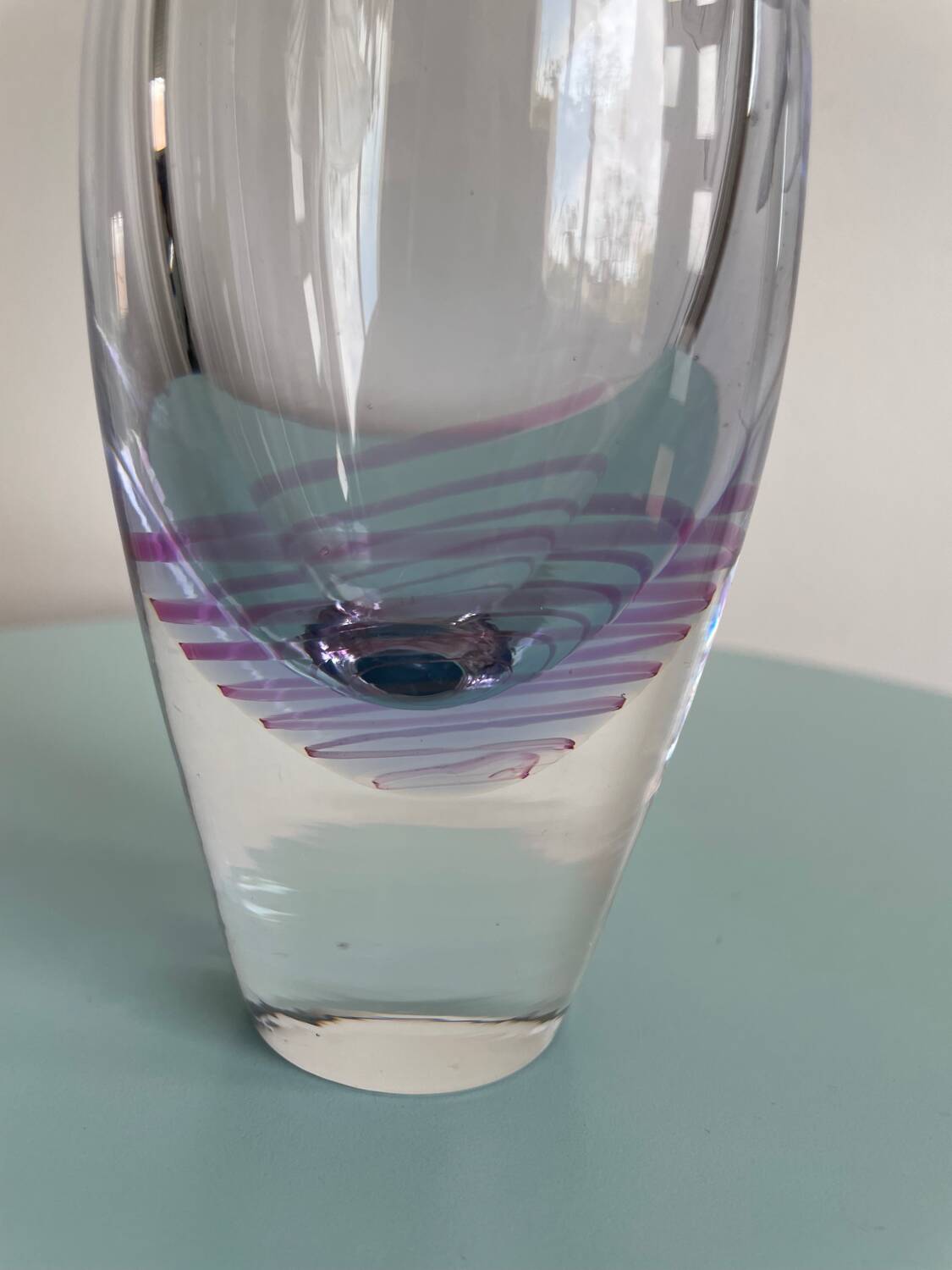 Kosta Boda Vintage Blown Glass Vase - Dancer & Purple Spiral