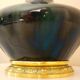 Large art deco vase in enameled ceramic and chiseled bronze foot