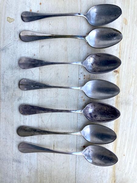 8 silver metal spoons Apollo goldsmith