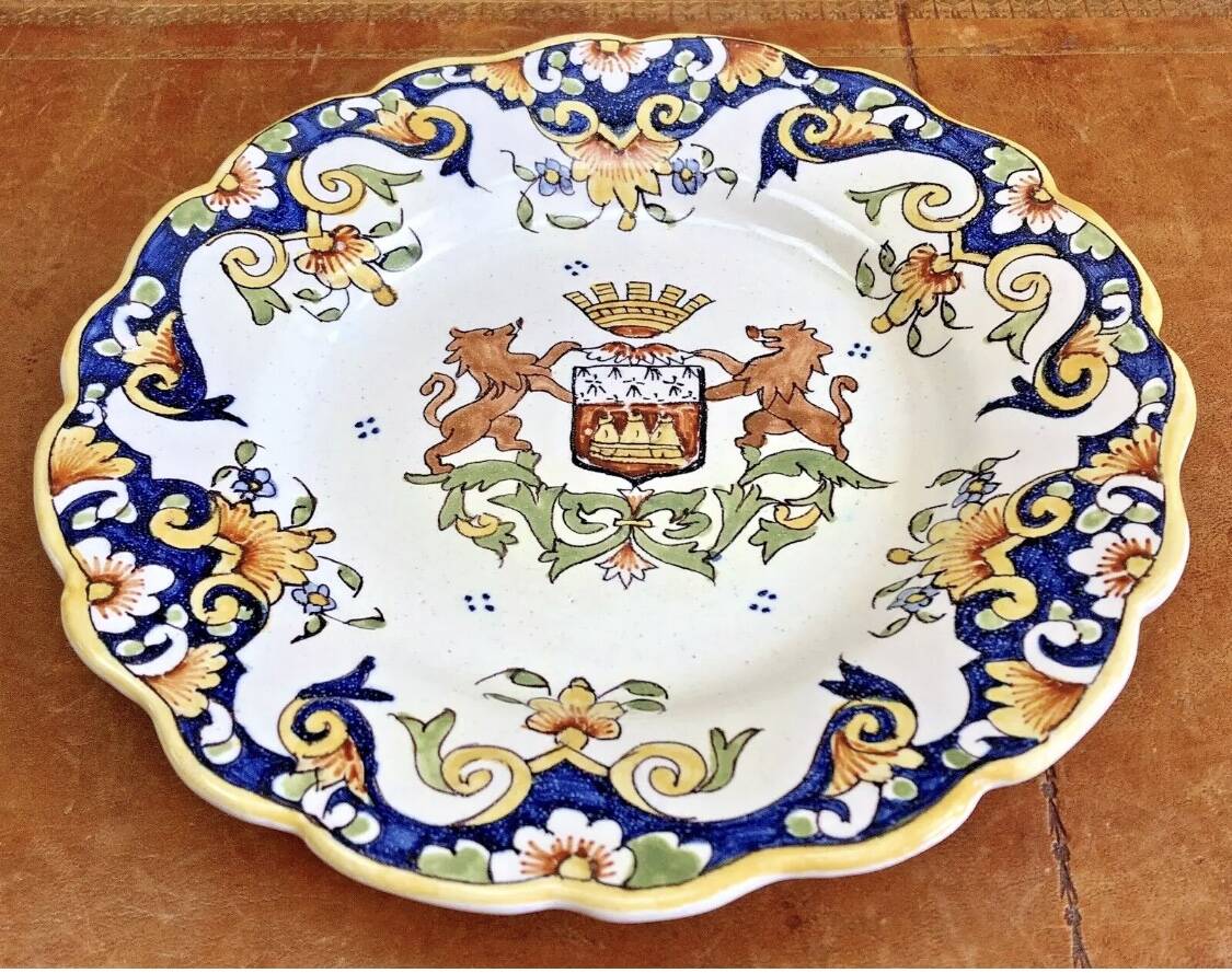 6 old dessert plates Desvres Fourmaintraux Rouen model Dinan 2