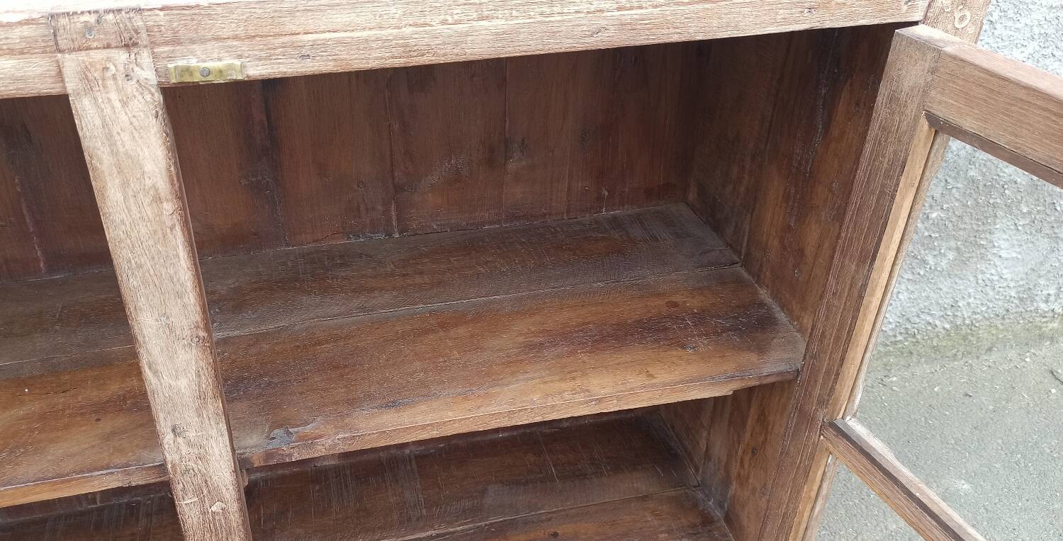 Glass sideboard in antique wood