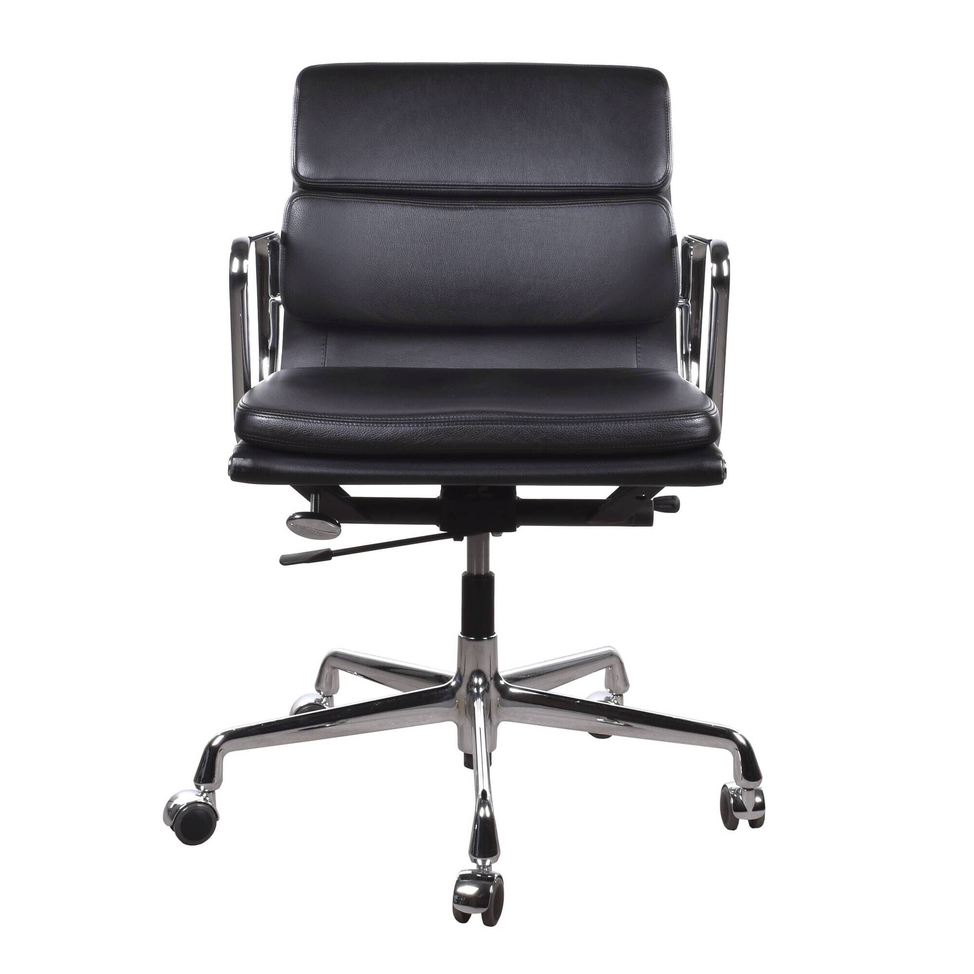 Charles & Ray Eames EA217 Office Chair polished aluminum and black leather