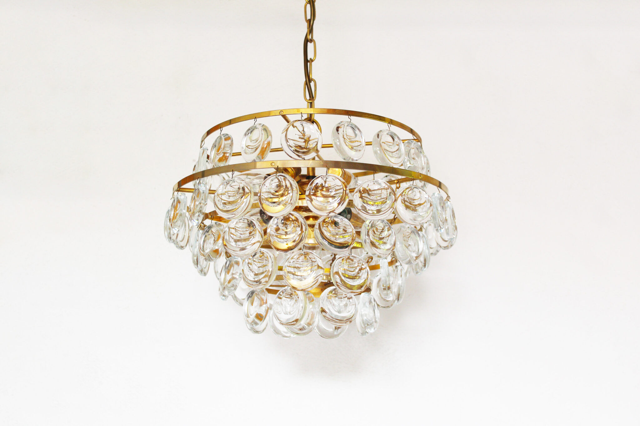 Stunning Crystal Glass and brass Chandelier by Palwa