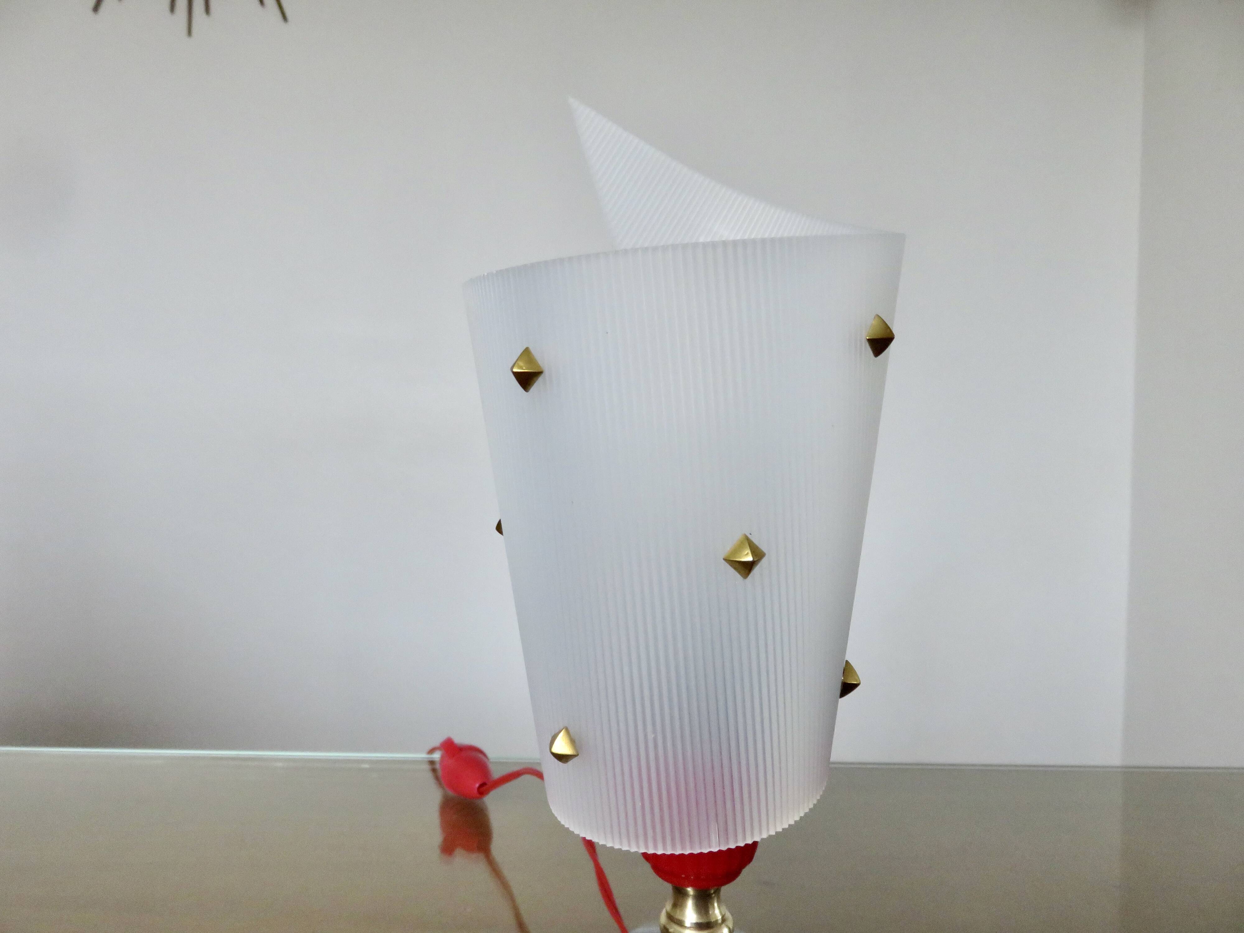 Tripod lamp in perspex, Bakelite and brass, 1950s or 1960s, France