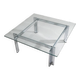 Table basse carrée en verre et acier, années 1970