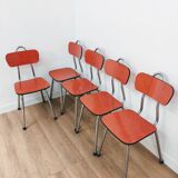 5 vintage Formica red chairs