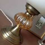 Lampe à poser ambiance rétro, globe tulipe création unique