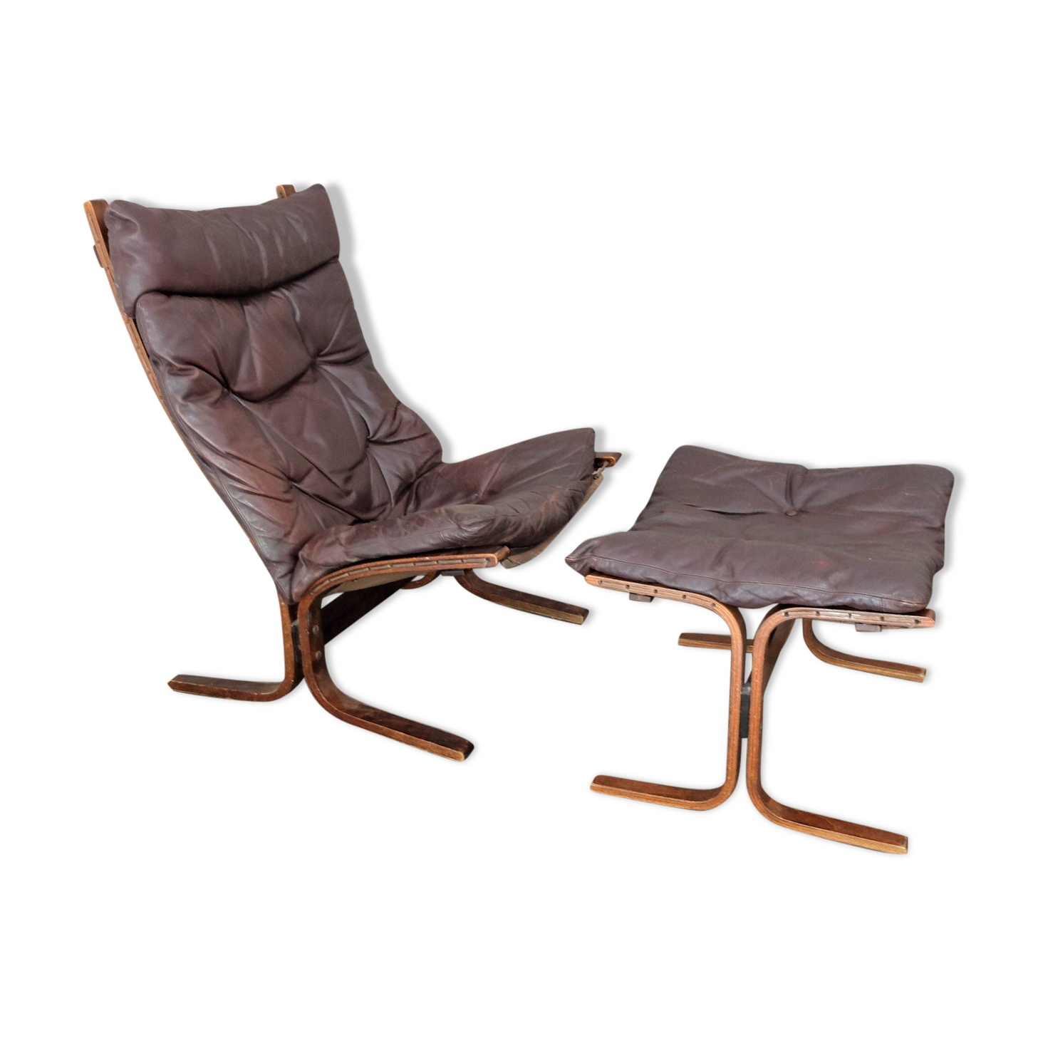 Armchair siesta with its footrest by Ingmar Relling 1960