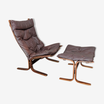 Armchair siesta with its footrest by Ingmar Relling 1960