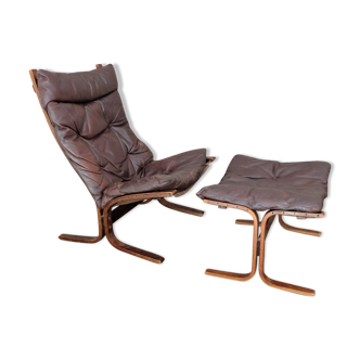 Armchair siesta with its footrest by Ingmar Relling 1960