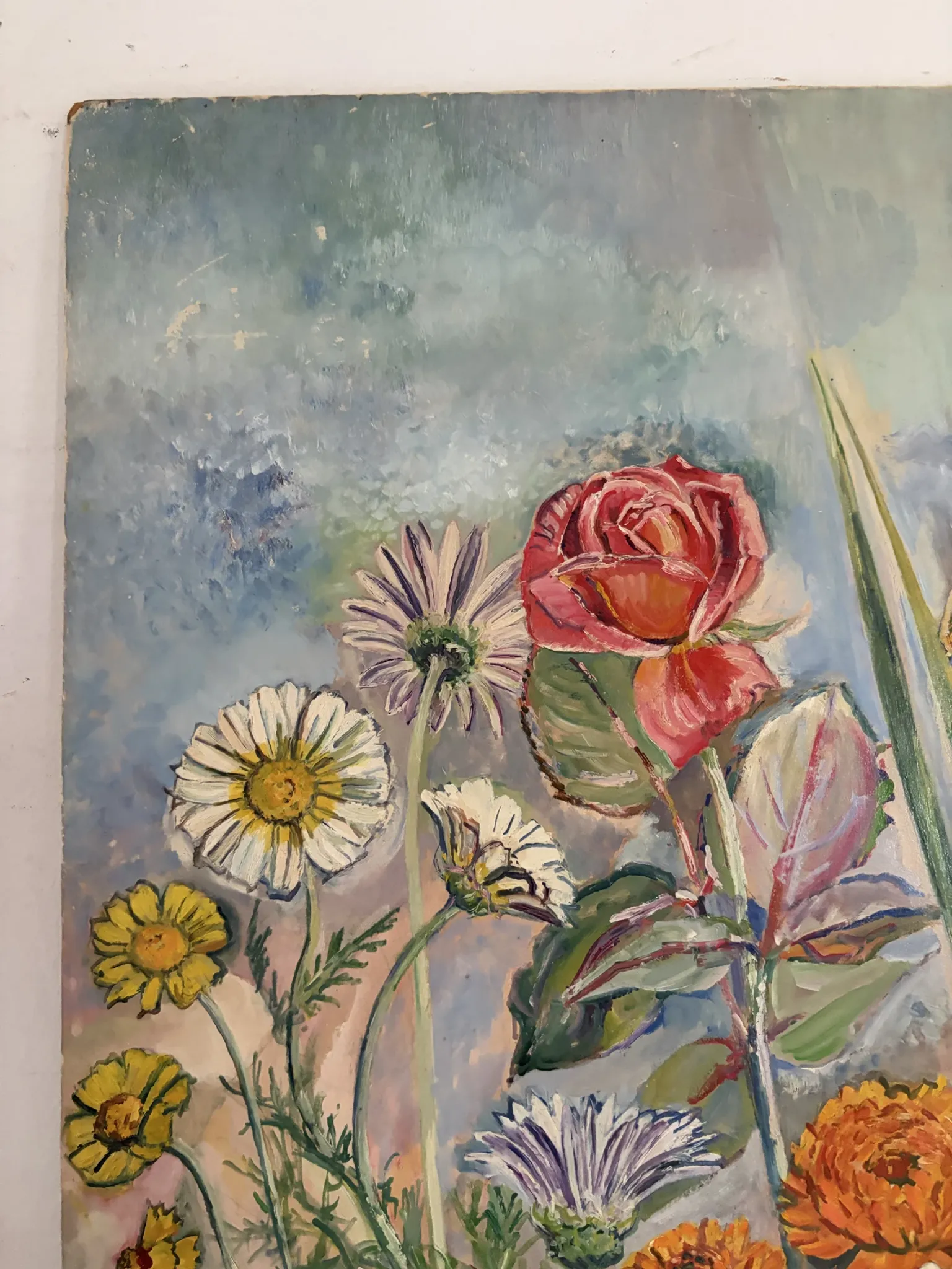 Bouquet in the light, oil on paper by Maurice Bouillot 1949