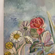 Bouquet in the light, oil on paper by Maurice Bouillot 1949