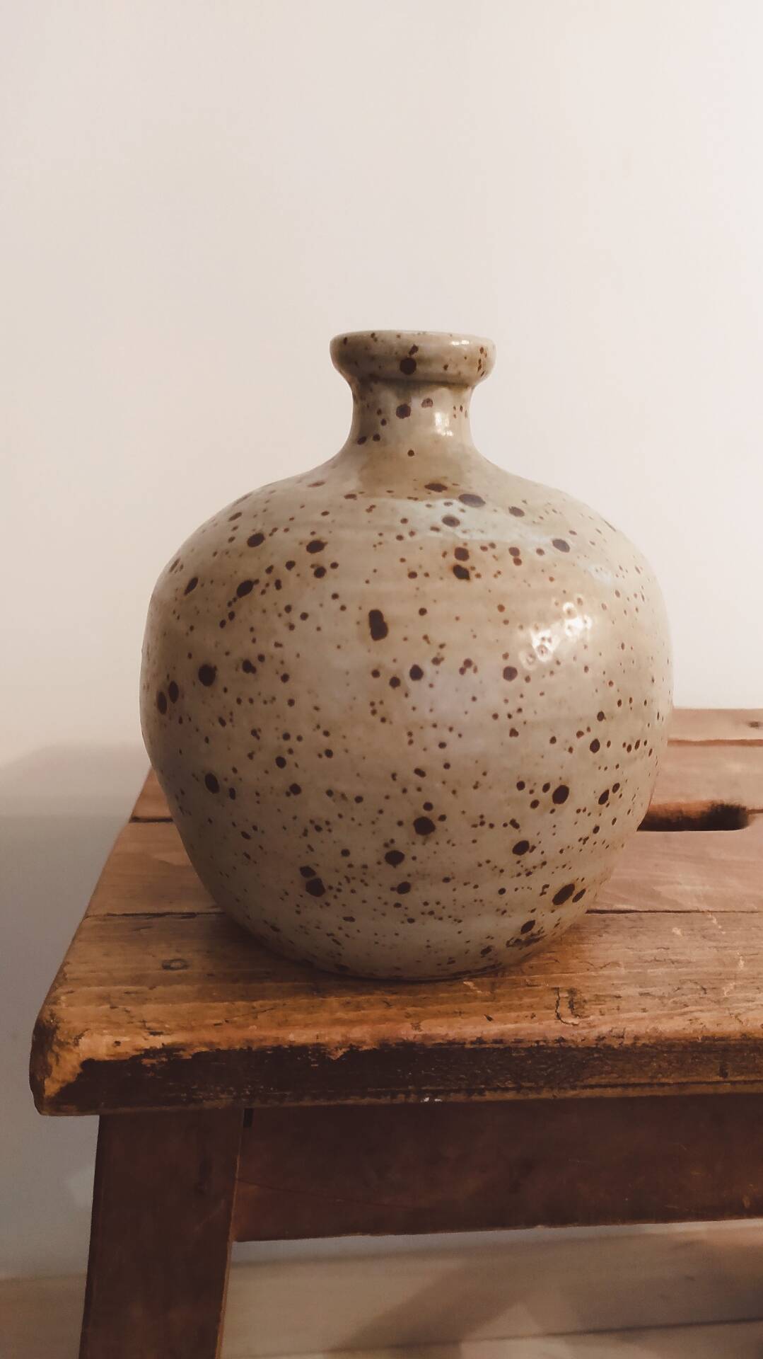 Antique spherical lamp base in pyrite stone