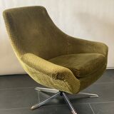 Pair of Vintage Green Velvet Swivel Chairs