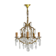 Bronze cage chandelier and glass stamps, at 5 lights. Year 50 60