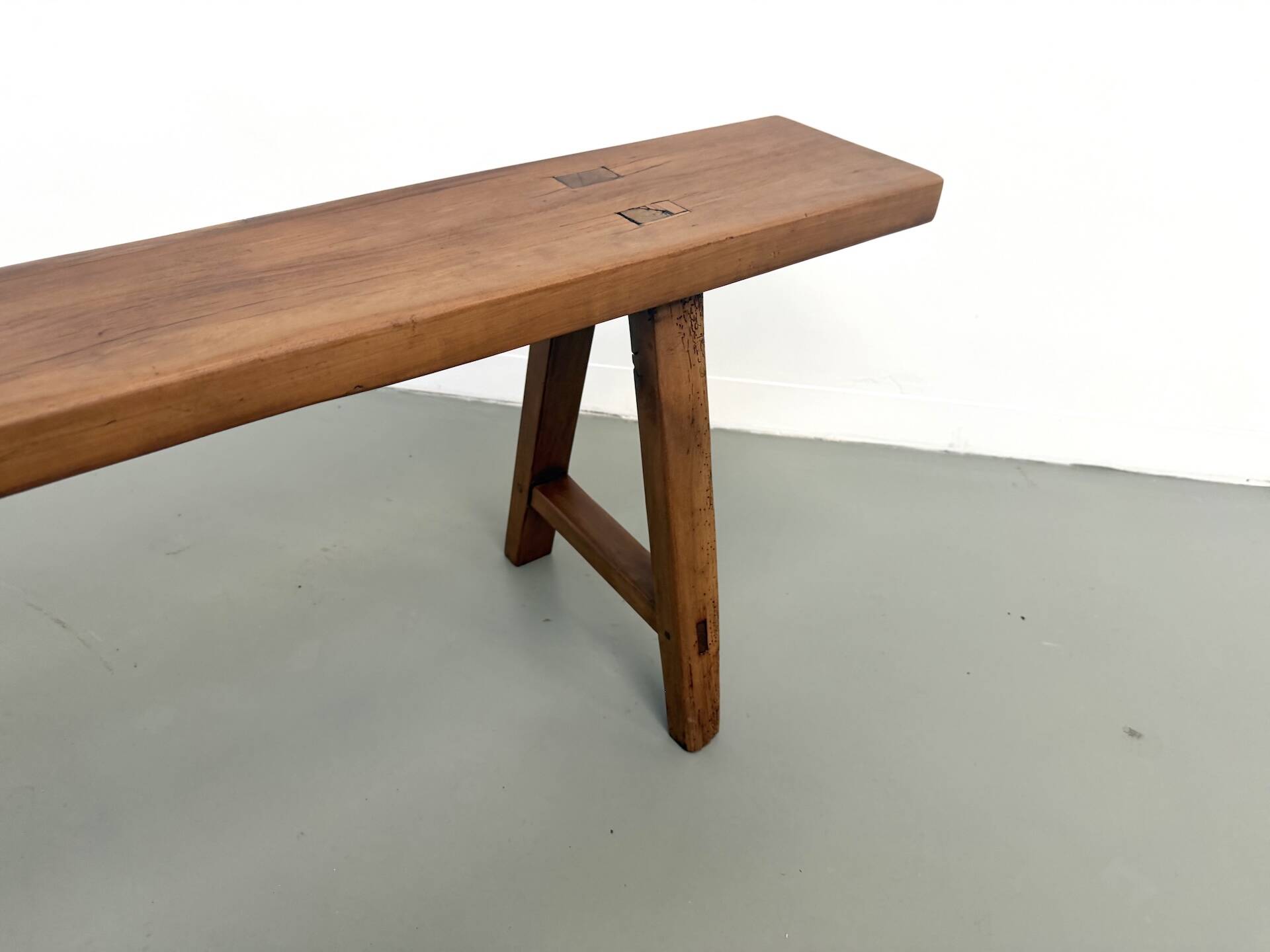 Restored solid walnut bench — 1950s