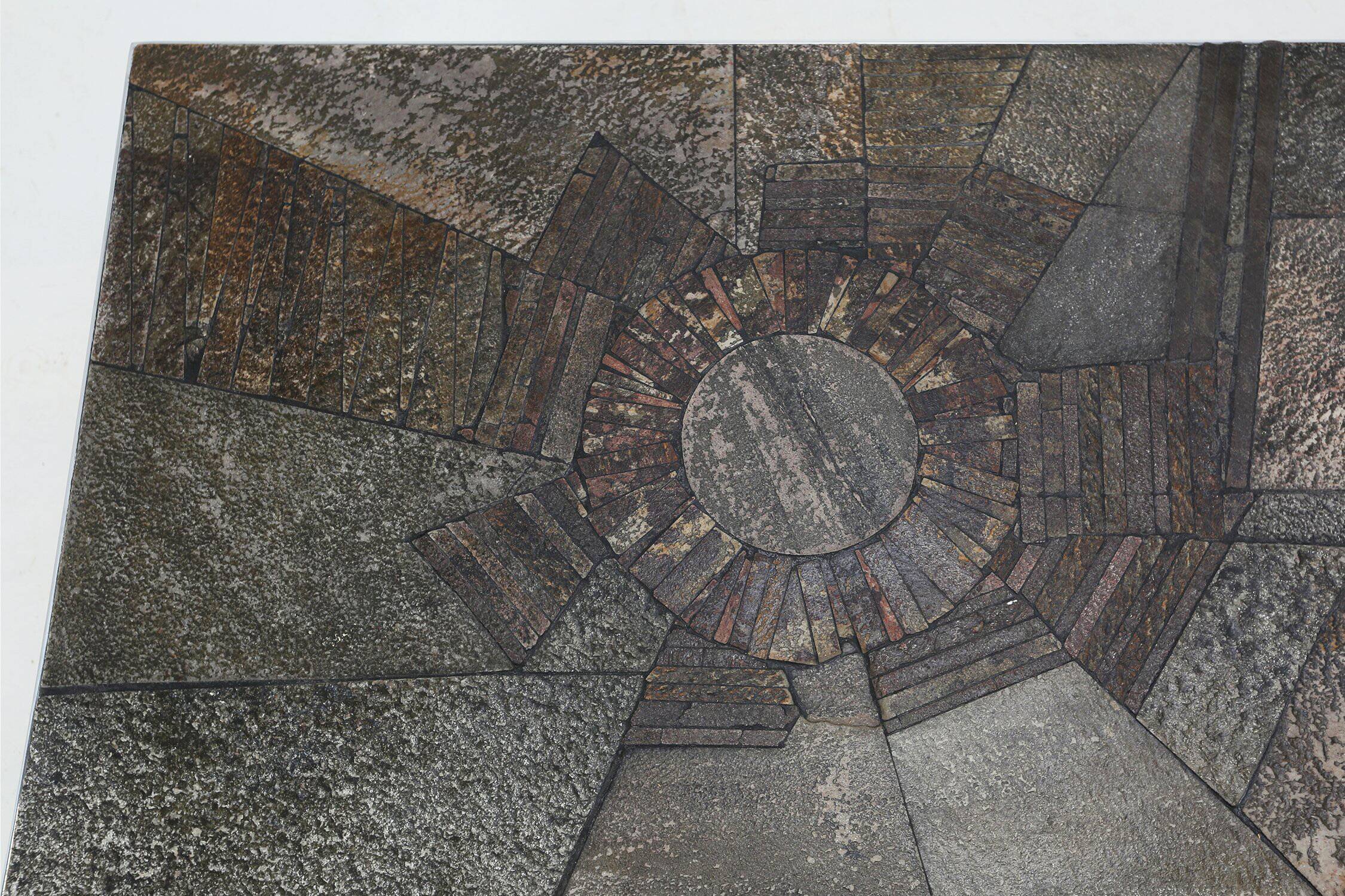 Brutalist Coffee Table Handmade and signed by Pia Manu, 1960s